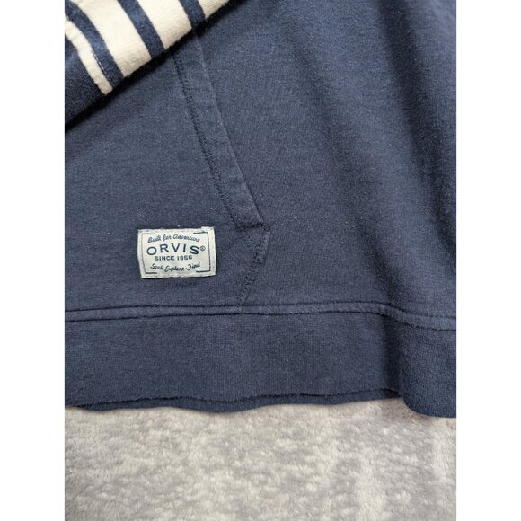 Orvis Sweatshirt Hoodie Womens Size Medium Blue Striped Athleisure Loungewear - Picture 3 of 8